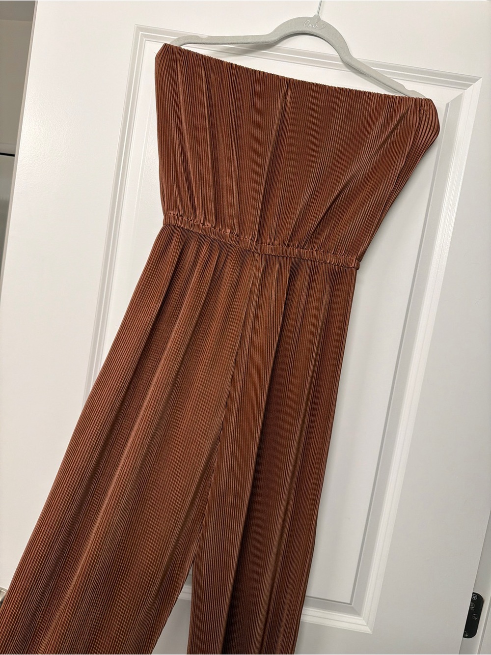 Strapless Ribbed jumpsuit in Rust - Picture 2 of 3